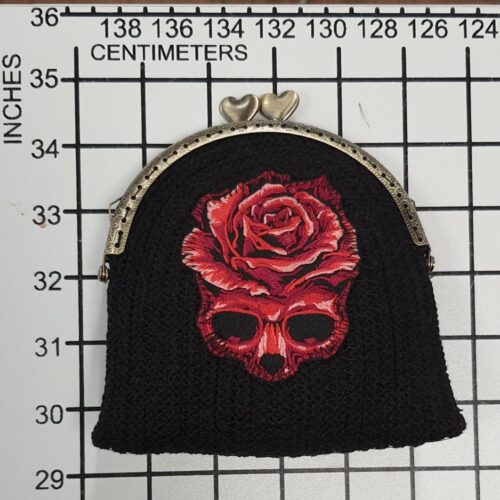 Hand-crafted Black Rose Skull Purse Hand-crafted Black Rose Skull Purse