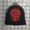 Hand-crafted Black Rose Skull Purse Inches