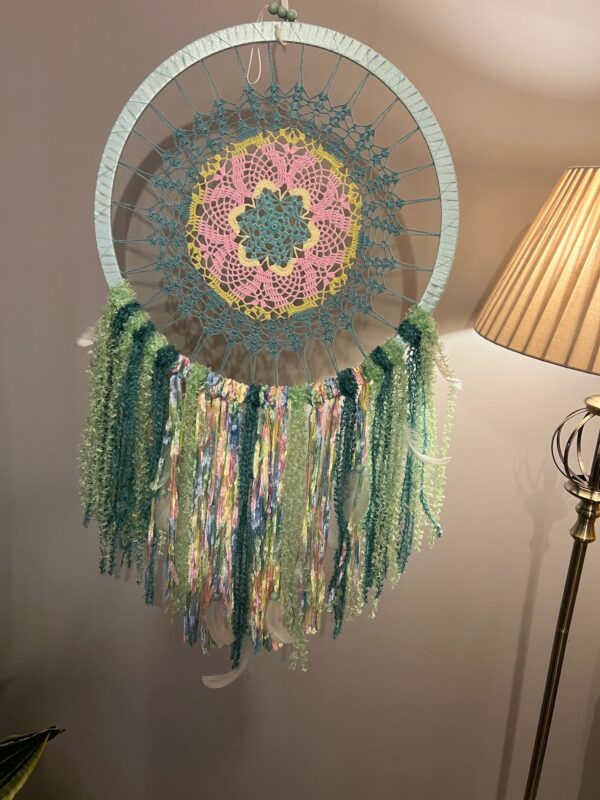 Hand Crafted Green Flower Dreamcatcher Colours Hand Crafted Green Flower Dreamcatcher Colours