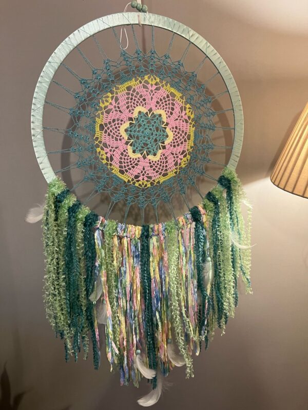 Hand Crafted Green Flower Dreamcatcher Tassels Hand Crafted Green Flower Dreamcatcher Tassels