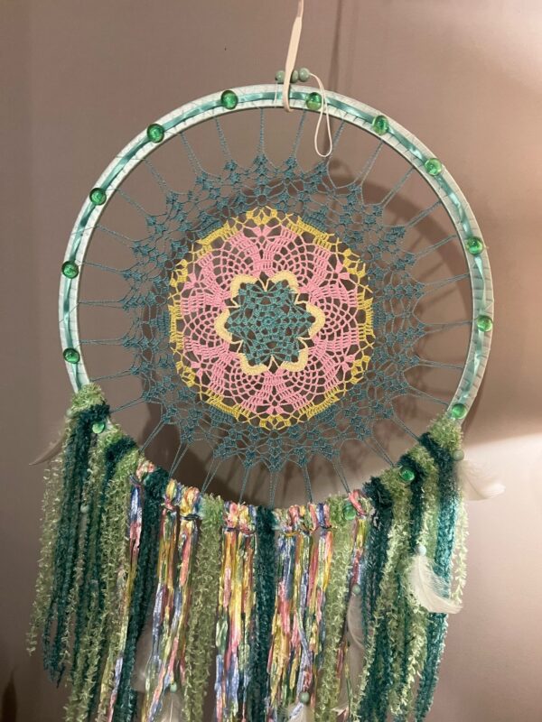 Hand Crafted Green Flower Dreamcatcher Gems Hand Crafted Green Flower Dreamcatcher Gems