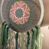 Hand Crafted Green Flower Dreamcatcher Close