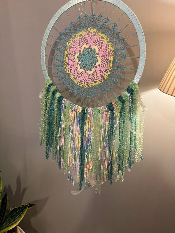 Hand Crafted Green Flower Dreamcatcher Aspect Hand Crafted Green Flower Dreamcatcher Aspect