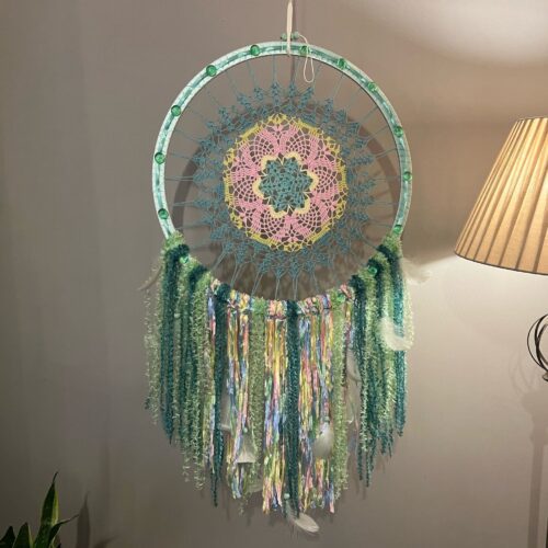 Hand Crafted Green Flower Dreamcatcher Hand Crafted Green Flower Dreamcatcher