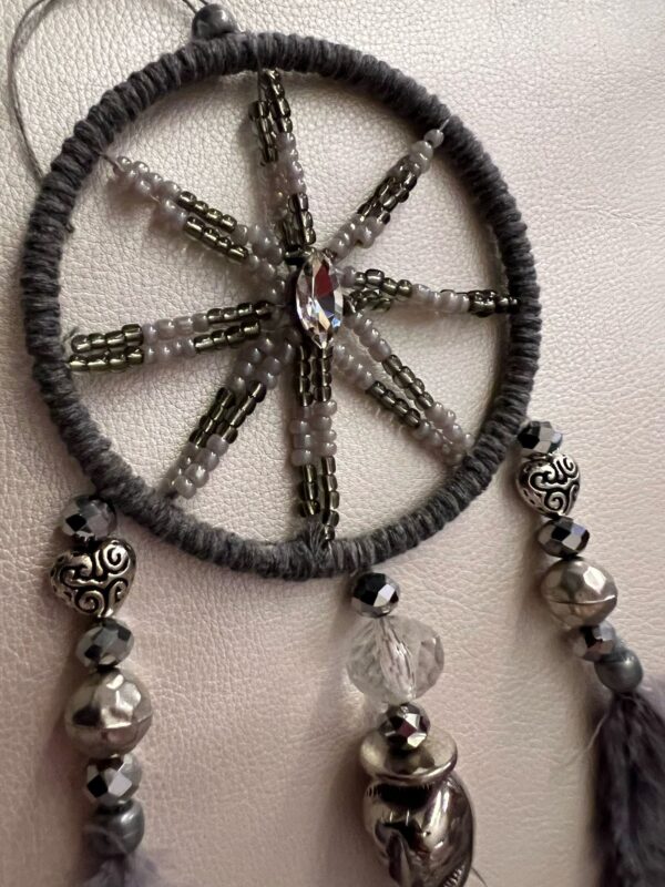 Hand Crafted Dark Feather Dreamcatcher Feathers Detail Hand Crafted Dark Feather Dreamcatcher Feathers Detail