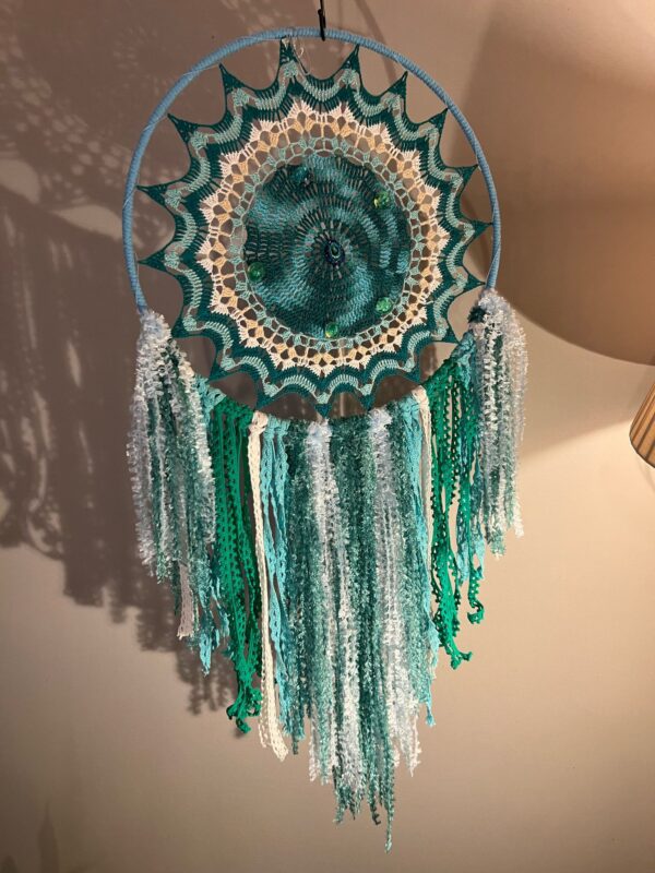 Hand Crafted Blue Green Dreamcatcher Aspect Hand Crafted Blue Green Dreamcatcher Aspect