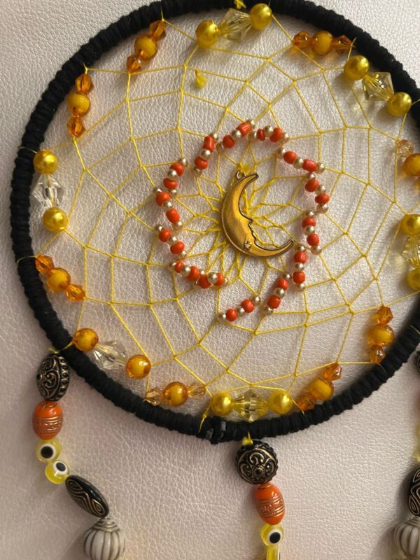 Hand Crafted Black Yellow Dreamcatcher Detail Hand Crafted Black Yellow Dreamcatcher Detail