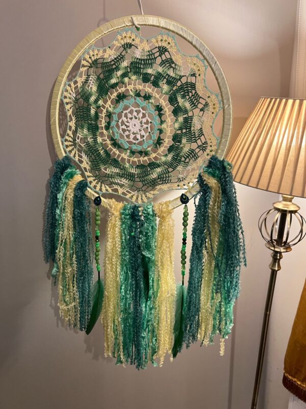 Hand Crafted Green Yellow Dreamcatcher Tassels Large Hand Crafted Green Yellow Dreamcatcher Tassels Large