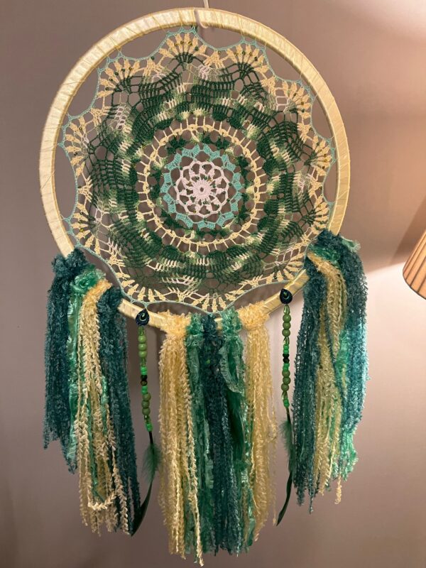 Hand Crafted Green Yellow Dreamcatcher Tassels Beads Hand Crafted Green Yellow Dreamcatcher Tassels Beads