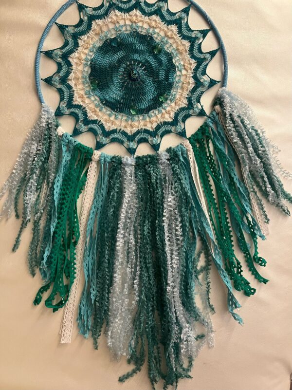 Hand Crafted Blue Green Dreamcatcher Hand Crafted Blue Green Dreamcatcher